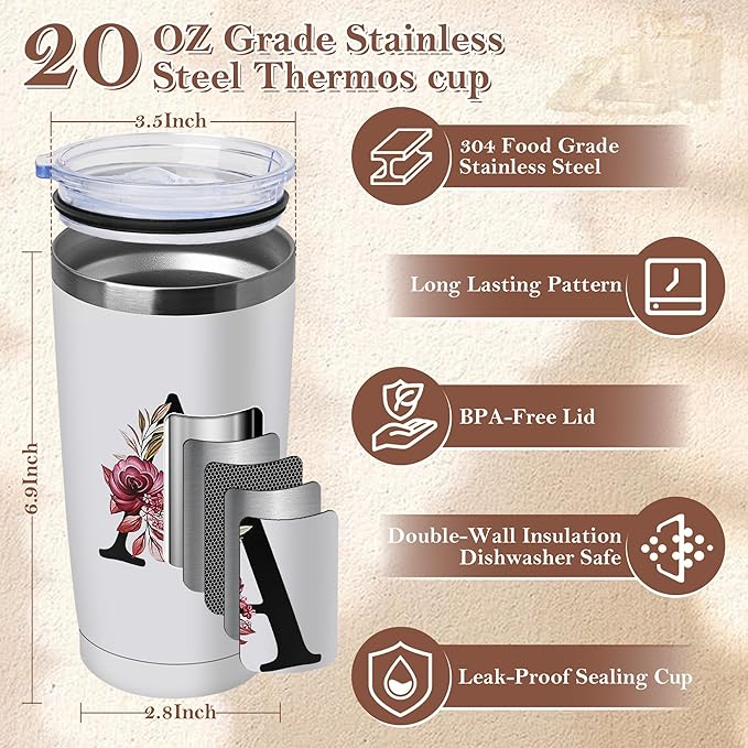 20 Oz Insulated Coffee Cup with Lid Car Tumbler Travel Mug for Women Ideal Birthday Wedding Christmas Cute Personalized Unique Gift Valentines Special Romantic Present Day Husband's Wife