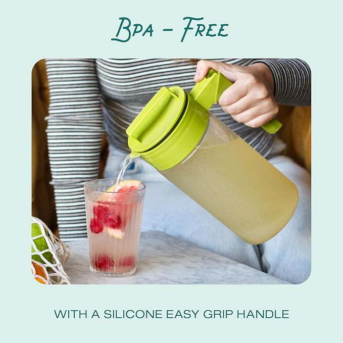 Takeya Airtight Pitcher - Everyday-Use Airtight Pitcher for Iced Tea & More - Clear Pitcher with Lid - Lightweight Kitchen Essential - Spill-Proof & Durable Kitchenware - 1 Quart, Black