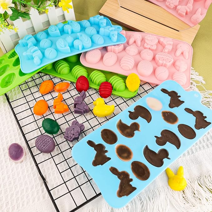 Easter Egg Silicone Mold for Chocolate 5 Packs Egg Shaped Mold Baking Pan for Easter Party Hot Chocolate Bombs Fondant Candy Jelly Dome Mousse Cake Topper Making