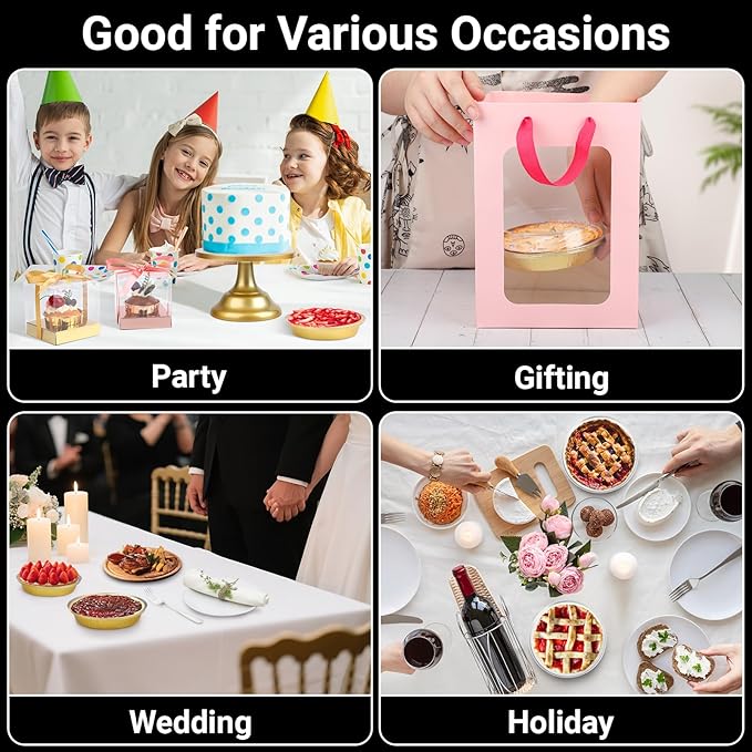 EUSOAR Mini Cake Pans with Lids, 100pcs 10oz/275ml Gold Baking Cups Cupcake Liners, Round Aluminum Cheesecake Container Cheesecakes Muffins Liners Pie Wrappers for Bakery Wedding Birthday Party