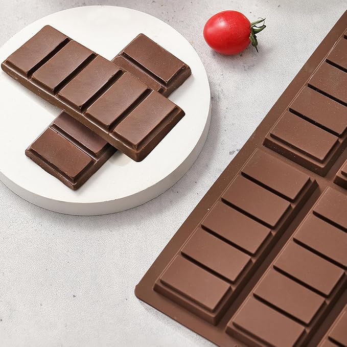 Deep Silicone Chocolate Bar Mold 2-Pack Break-Apart Design with 5 Snap Sections for Pistachio, Middle Eastern Desserts & Custom Candy Bars - Non-Stick, Food-Grade, Reusable Baking Molds
