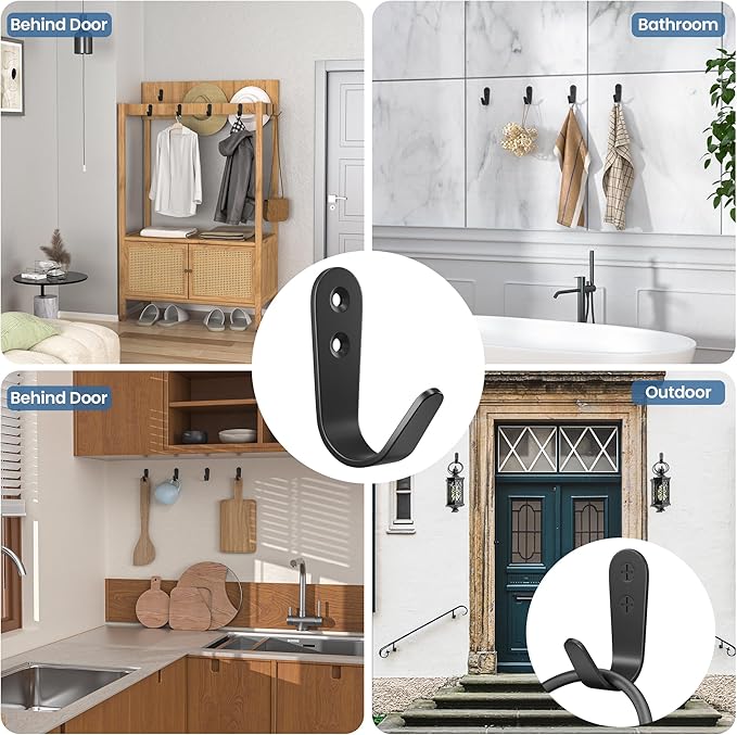10PCS Wall Hooks - Coat, Backpack & Hanging Hooks for Bathroom, Bedroom, Entryway
