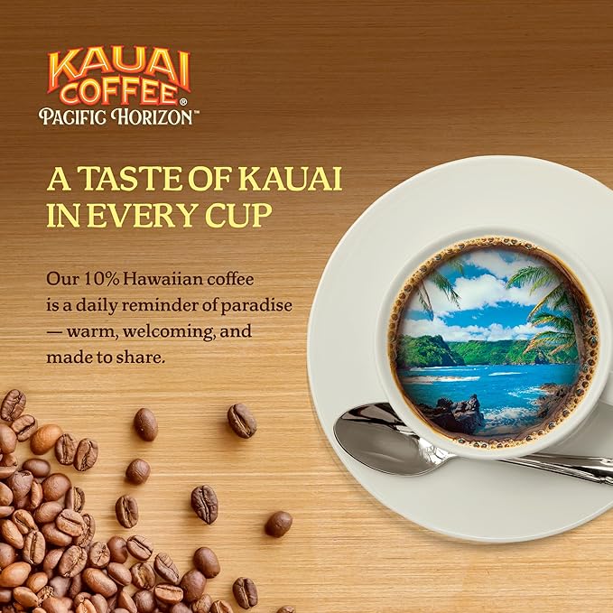 Kauai Coffee K-Cup Pods for Keurig Brewers – Arabica Coffee, 10% Hawaiian – Medium Roast, Nutty Caramel with Tropical Coconut – Coconut Caramel Crunch, 1 Pack of 48 Single Serve K-Cups
