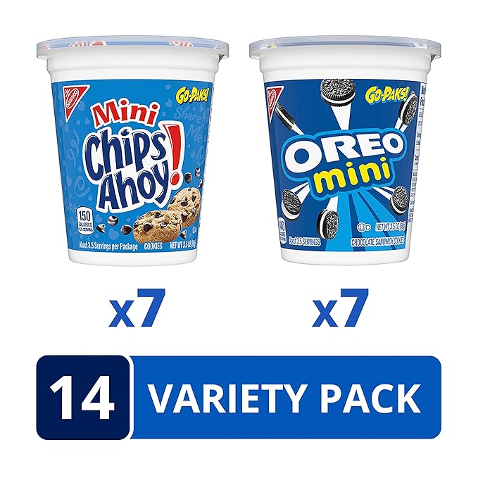 OREO Mini Cookies & CHIPS AHOY! Mini Cookies Go-Cup Cookies Variety Pack, 14 Go-Paks