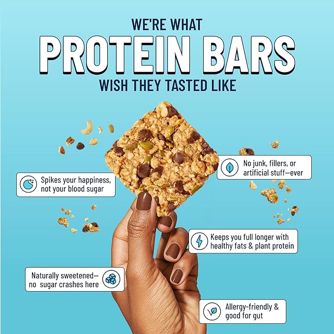 The YES Bar – Dark Chocolate Chip – Plant Based Protein, Decadent Snack Bar – Vegan, Paleo, Gluten Free, Dairy Free, Low Sugar, Healthy Snack, Breakfast, Low Carb, Keto Friendly (Pack of 6)