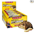 FITCRUNCH Full Size Protein Bars, 6-Layer Baked Bar, 6g of Sugar, Gluten Free & Soft Cake Core (12 Bars, Peanut Butter)