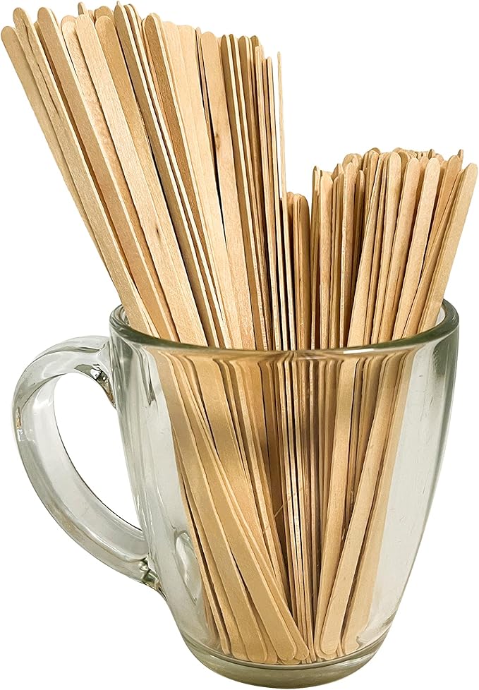4,000 Count | KingSeal Natural Birch Wood Coffee Beverage Stirrers, Stir Sticks, Waxing Sticks, 5.5 Inches, Round End - 4 Packs x 1000 Stirrers