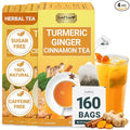 LeafLea 160 Ginger Turmeric Tea Bags, 100% Natural & Pure Herbal Tea Blend of Turmeric Ginger Tea with Cinnamon, Turmeric Tea Supports Digestion & Immunity, Caffeine-Free, No Sugar, Non-GMO