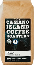 Camano Island Coffee Roasters Decaf Espresso Blend, Ground 12oz, Fresh Dark Roast Swiss Water Processed, USDA Organic, Fairly Traded, Shade Grown Top 1% Arabica, Sweet Molasses, Mixed Berry Flavor