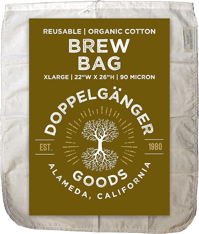 (XL 22in x 26in) Organic Cotton Brew In A Bag - Reusable Home Brewing Strainer Bag to Boil and Strain Hops, Apple Cider, or Extra Large 5 Gallons Commercial Cold Brew Coffee Filter
