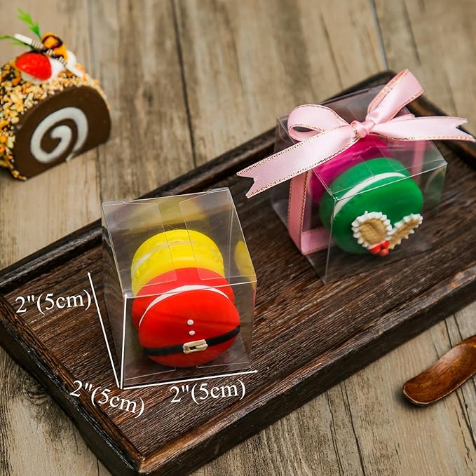 50Pack Clear Macaron Boxes - Modern, Transparent, 2"x2"x2" - Perfect for Christmas, Valentine's, Mother's Day & More