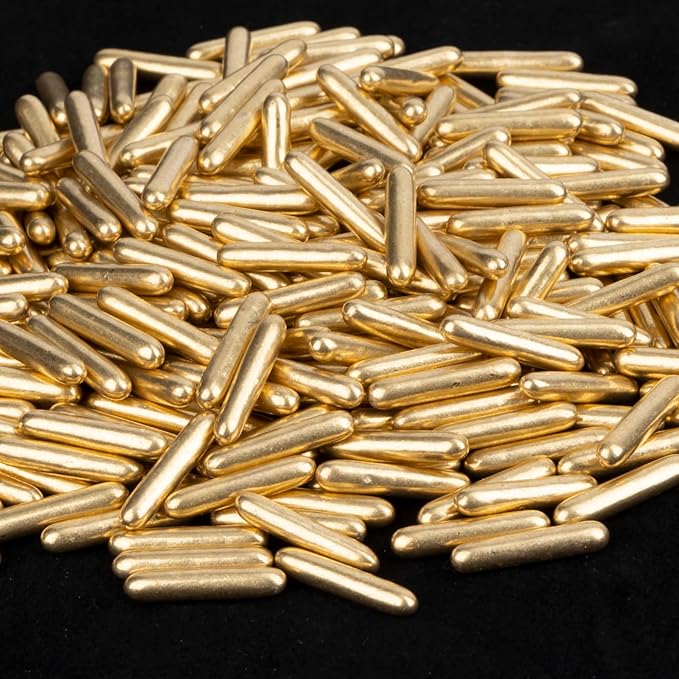 Twisweet Gold Rods Sprinkles, Edible Sugar Sprinkles for Cake Decorating, Candy Rods for Baking, Cake Topper Ice Cream Cupcake Cookie Donut Decorations, Wedding Valentines Birthday Party Christmas Easter Supplies (130g/4.58oz)