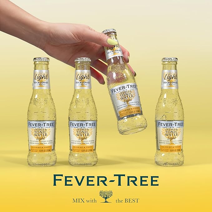 Fever-Tree Refreshingly Tonic Water, Light, 163.2 Fl Oz (Pack of 24)