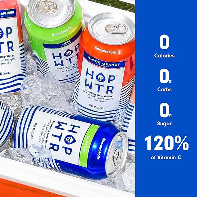 HOP WTR - Sparkling Hop Water - Variety Pack (12 Pack) - NA Beer, No Calories or Sugar, Low Carb, With Adaptogens and Nootropics for Added Benefits (12 oz Cans)