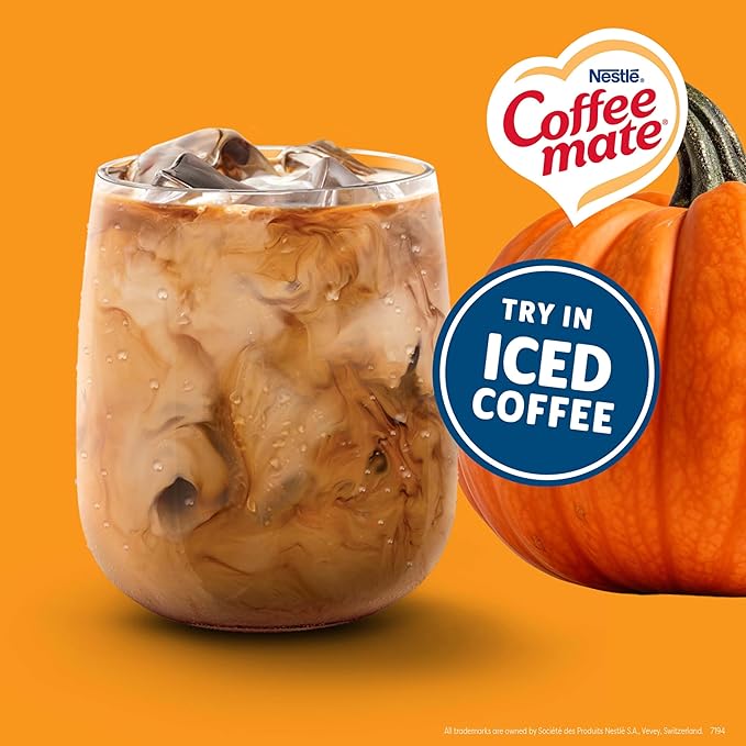 Nestle Coffee mate Coffee Creamer, Pumpkin Spice, Liquid Creamer Singles, Non Dairy, No Refrigeration, 0.375 fl oz Tubs (Pack of 200)