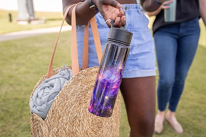 Simple Modern Water Bottle with Straw Lid Vacuum Insulated Stainless Steel Metal Cup Bottles | Reusable Leak Proof BPA-Free Flask for Gym Sports | Summit Collection | 22oz, Midnight Black
