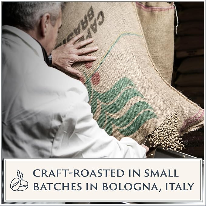 Filicori Zecchini Italian Espresso Beans – Whole Bean Coffee Medium Roast Arabica & Robusta Blend – Low Acidity, Slow Roasted – Delicato 2.2lb Bag