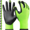 Kebada W1 Work Gloves for Men and Women, PU Coated Safety Gloves with Grip, Touchscreen, Ideal for Warehouse Package Handling, Construction, Gardening, Green Medium