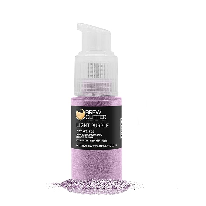 Light Purple BREW GLITTER Edible Glitter For Drinks, Cocktails, Beer, Garnish Glitter & Beverages | KOSHER & HALAL Certified | 100% Edible & Food Grade | Vegan, Gluten, Nut Free (25g Spray Pump, Light Purple)