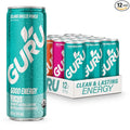 GURU PUNCH Organic Energy Drinks Variety Pack, Clean Energy Drink with Plant Based Natural Caffeine from Green Tea + Focus w/L-Theanine, Gluten Free, 140mg Caffeine, Healthy Drinks, 12oz (Pack of 12)