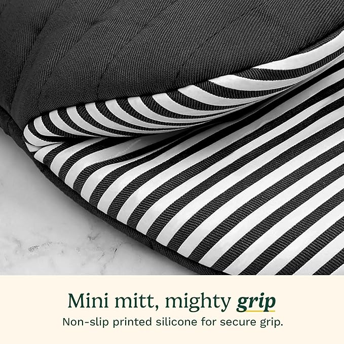 Cuisinart Mini Oven Mitts – 5.5” x 8” Heat-Resistant Kitchen Mitts for Oven with Non-Slip Printed Silicone, Cotton Filling, and Faux Leather Loop – Durable Oven Mitt Set for Cooking & Baking (Horizon)