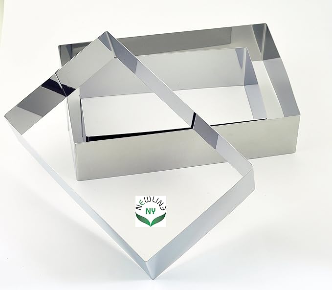 NewlineNY Stainless Steel Cake Mousse Ring Molding Forming (Rectangular Cake Pastry Rings)