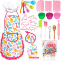 KAEGREEL Kids Baking Set 26Pcs with Dinosaur Apron & Hat Cooking Chef Dress Up Role Play Toys, Kitchen Toys Pretend Play Gifts for Girls Boys Aged 3 4 5 6 8 Years Old