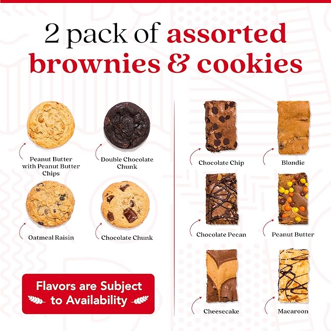 DAVID'S COOKIES Assorted Cookies & Brownies in Carton Box | Enjoy Our Homemade, Delicious, Great for Sharing Freshly-Baked Food Cookie & Brownie Snacks - Ideal Gift For All Occasion - 2 Pack