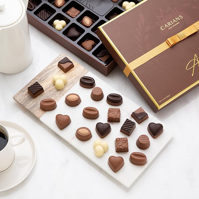 CARIANS Chocolate Gift Box, Assorted Luxury Premium Pralines Gourmet Chocolate Basket, Dark, Milk & Truffles, Box of Candy, Great for Gift Giving, Anniversary, Thanksgiving, Christmas