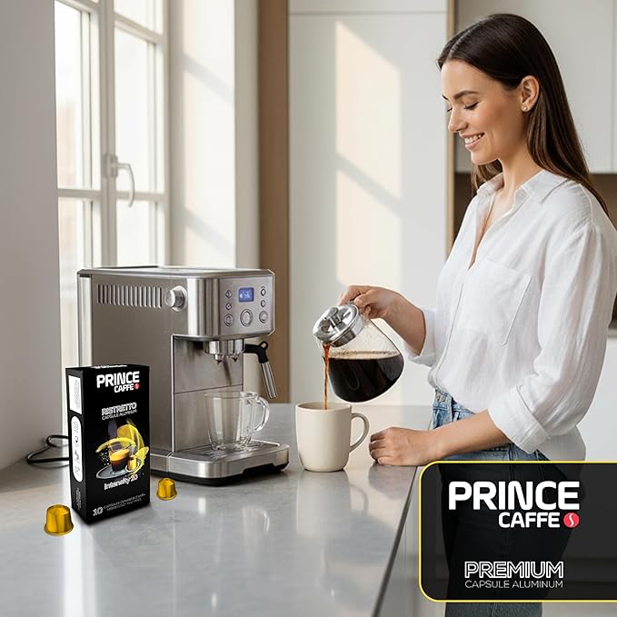 Prince Caffe Espresso Pods – Ristretto Intensity 10, Dark Roast, The Espresso Coffee Pods Are Compatible with Nespresso Original Line Machines, 30 Count (3 x 10 Capsules) Premium Quality Coffee Capsules.