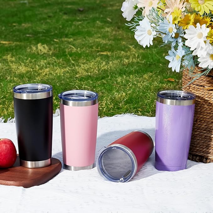 MEWAY 20oz Tumbler 12 Pack Double Wall Vacuum Insulated Travel Glitter Mug Bulk, Stainless Steel Tumblers with Lid and Straw, Powder Coated Coffee Cups for Woman(Gradient Black,Set of 12)