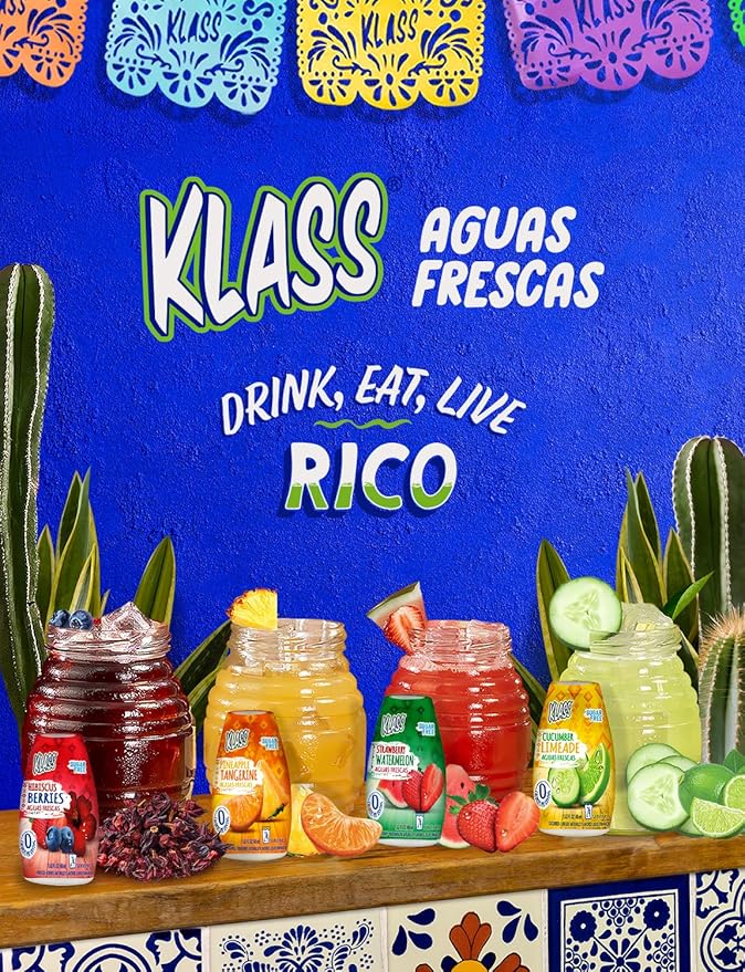 Klass Aguas Frescas | Liquid Water Enhancer | Sugar Free Naturally Flavored Pineapple Tangerine, Keto Friendly |1.62 Oz Pack of 4 (Makes 24 servings each) 0 Calories Per Serving
