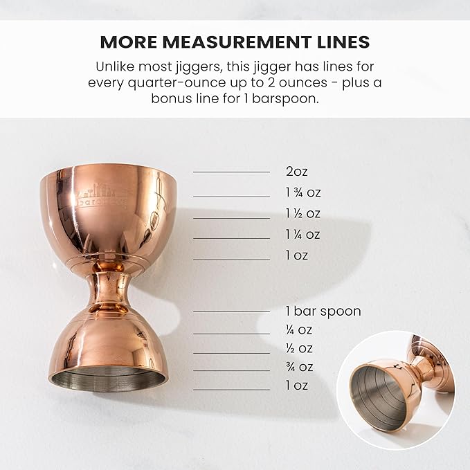A Bar Above Premium Bell Jigger, with 10 Measurements Inside, Professional and Heavy-Duty, 304 Stainless Steel Cocktail Double Jigger, for Bartending, 1-Pack, Black