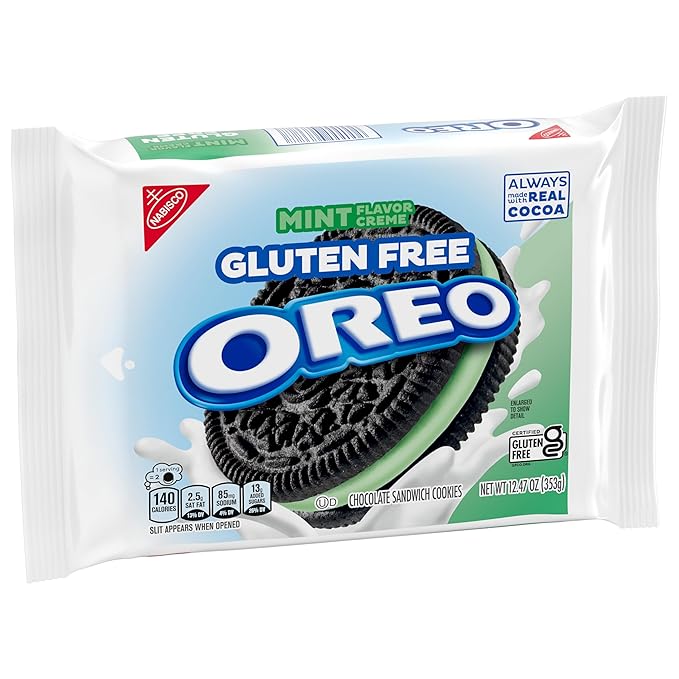 OREO Gluten Free Mint Creme Chocolate Sandwich Cookies, Gluten Free Cookies, 12 - 12.47 oz Packs