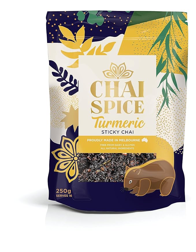 Chai Spice Turmeric Sticky Chai - 250g 16 Serves 100% Natural Whole Spices Chai Tea | Sugar Free | Gluten Free | No Additive Syrups | Concentrates or Preservatives