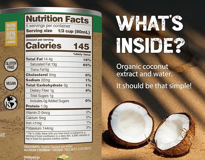 Nature's Greatest Foods Organic Coconut Milk - 13.5 oz, No Guar Gum, No Preservatives Gluten-Free, Vegan and Kosher - 17-19% Coconut Milk Fat, Unsweetened (12-Pack)