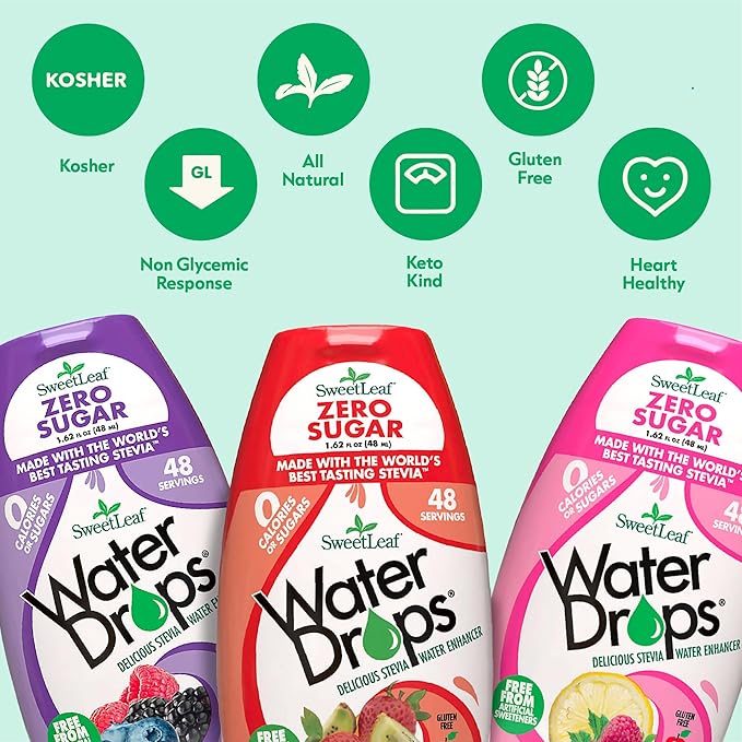SweetLeaf Water Flavoring Drops - Stevia Water Enhancer, Sugar Free, Zero Calorie Water Additive for Flavor, Contains Monk Fruit Extract, Gluten Free, Keto Friendly - 1.62 Fl Oz (Variety Pack of 8)