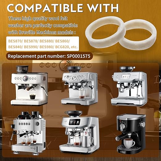 10 Pack Felt Washer Replacement & Espresso Grinders Cleaning Brush for Breville Espresso Machines Grinders BES870/ BES878/ BES880/ BES860/ BES840/ BES990/ BES980/ BCG820