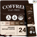 COFFREE Organic Instant Coffee Packets - 100% Caffeine, Low Acid, Mold Free Coffee Made with Medium Roast Arabica Coffee Beans - Smooth & Rich Taste - Hot or Cold Single Serve Packets 24 Pack Box