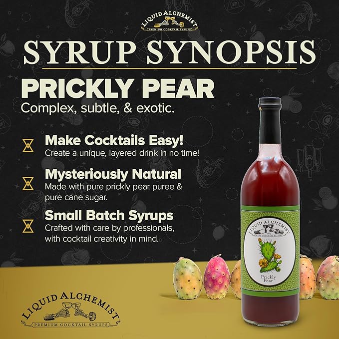Liquid Alchemist Prickly Pear Syrup for Cocktails - Real Ingredients Make our Mixer Perfect for a Summer Cocktail and Margarita Mix - Vegan & Non-GMO (25 oz)