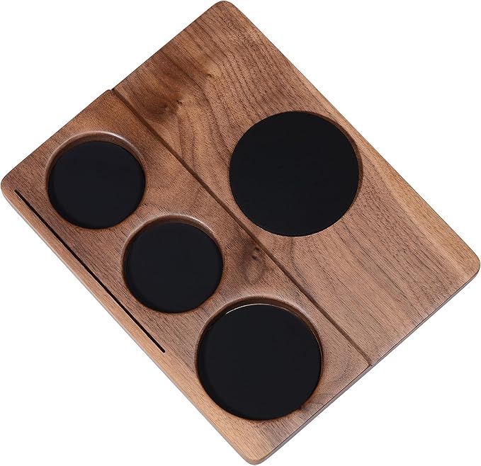 Normcore Tamping Station - Natural Walnut Espresso Tamping Mat - Wooden Tamping Mat for 51/54/58mm Portafilter, Tamper, Distributor, Puck Screen and Portafilter - Genuine American Walnut Wood