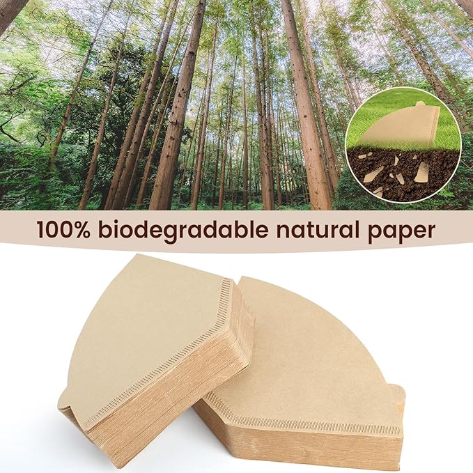 Coffee Filters 160 Count, Size 04 Cone Filters 8-12 Cup, Unbleached Disposable Natural Paper Filters, 04 Cone Filters For Pour Over and Drip Coffee Maker