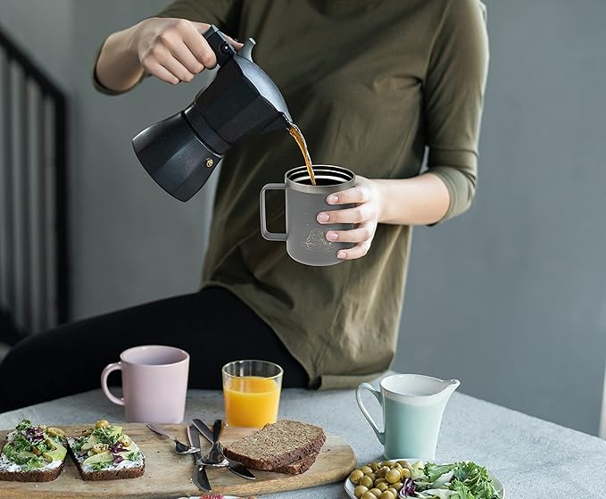 COREFLEX 12 oz Insulated Coffee Mug with Handle & Lid, Stainless Steel Double Walled Vacuum Insulated Tumbler, Travel Coffee Cup Thermal Cup - Home, Office, Travel, Outdoor, Camping