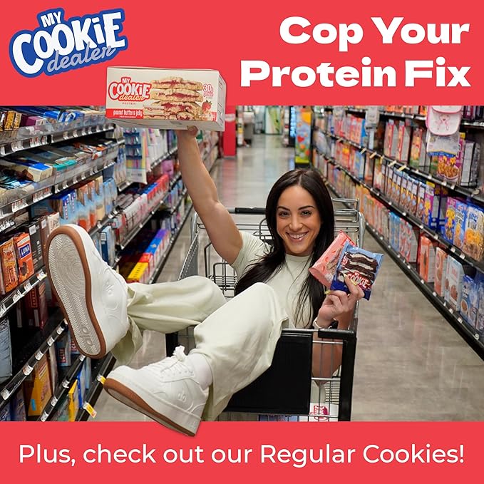 My Cookie Dealer Protein Cookies, Strawberry Toaster (6-Pack, 3.8oz Each) - 25g of Protein per Cookie - Individually Wrapped Workout Snacks for On-The-Go Travel