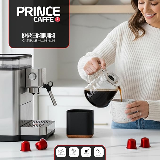 Prince Caffe Espresso Pods –Millennium Intensity 9, Medium-Dark Roast, The Espresso Coffee Pods Are Compatible with Nespresso Original Line Machines, 30 Count (3 x 10 Capsules) Premium Quality Coffee Capsules.