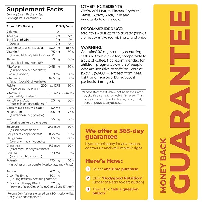 Pureboost Clean Energy Booster, Refreshing Energy Drink Mix with B12 Vitamins, Electrolytes, Antioxidants, Sugar-Free with No Sucralose (Berry Boost, 30 Count)