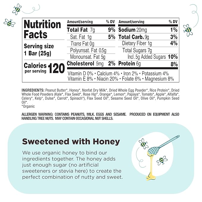 Perfect Bar Mini, Peanut Butter Protein Bar, Protein Snack, Snack Bar, Organic, Gluten Free, Soy Free, Non GMO, No Sugar Alcohols, 0.88 Ounce Bar, 24 Count