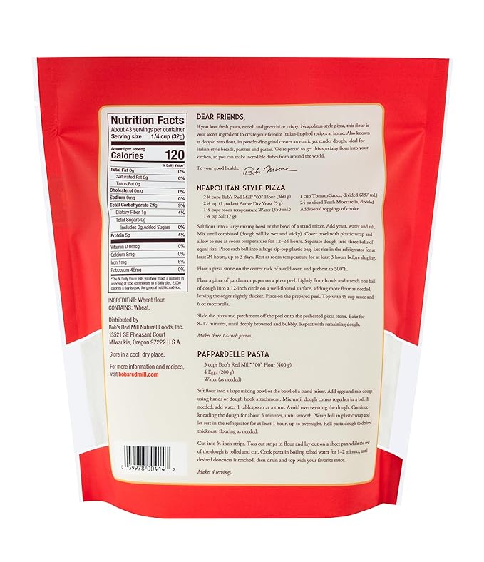 Bob's Red Mill 00 Flour Premium Italian-Style, 48oz (Pack of 4) - Non GMO, Vegan, Kosher