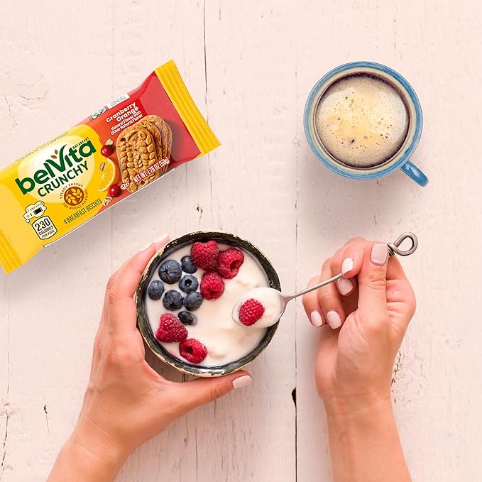 belVita Breakfast Bars Biscuits, Cranberry Orange, 30 Total Packs, 6 Boxes (4 Biscuits Per Pack)