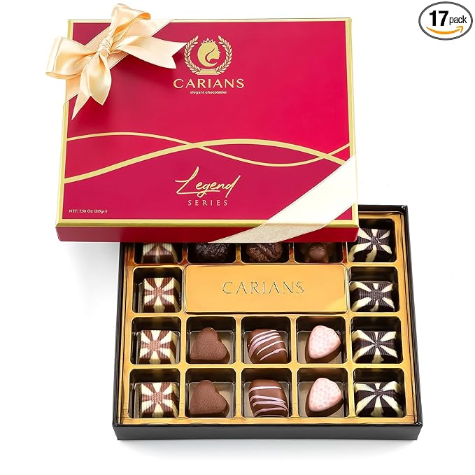 CARIANS Chocolatier Assorted Gourmet Chocolate Gift Box, Dark, Milk, White Chocolates Truffles, Treats for Thank you, Anniversary, Christmas, Thanksgiving